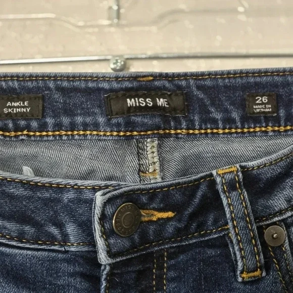 ♥️ Miss Me ♥️ | Embroidered Patch Floral Ankle Skinny Jeans Sz 26 - Picture 7 of 8